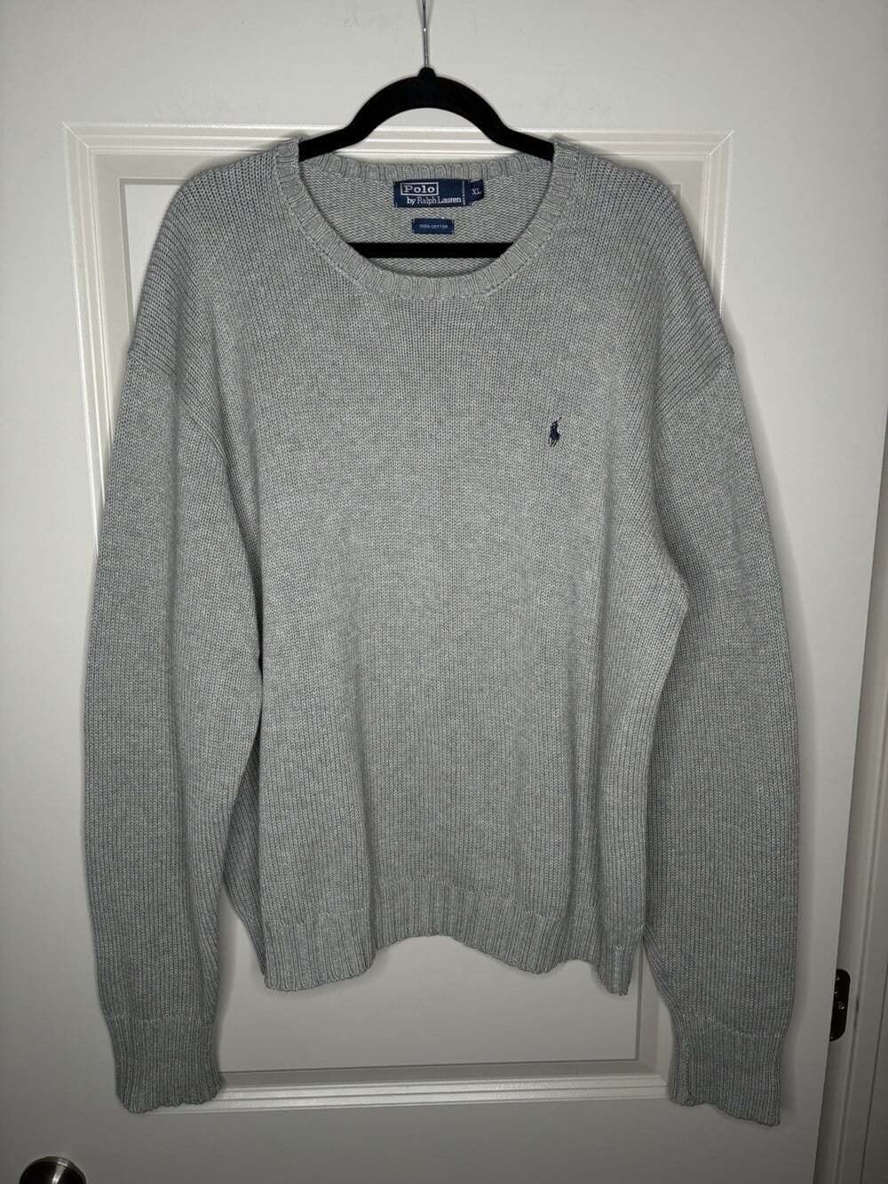 Polo Ralph Lauren 100% Cotton Crewneck Knit Sweater in Gray Size XL